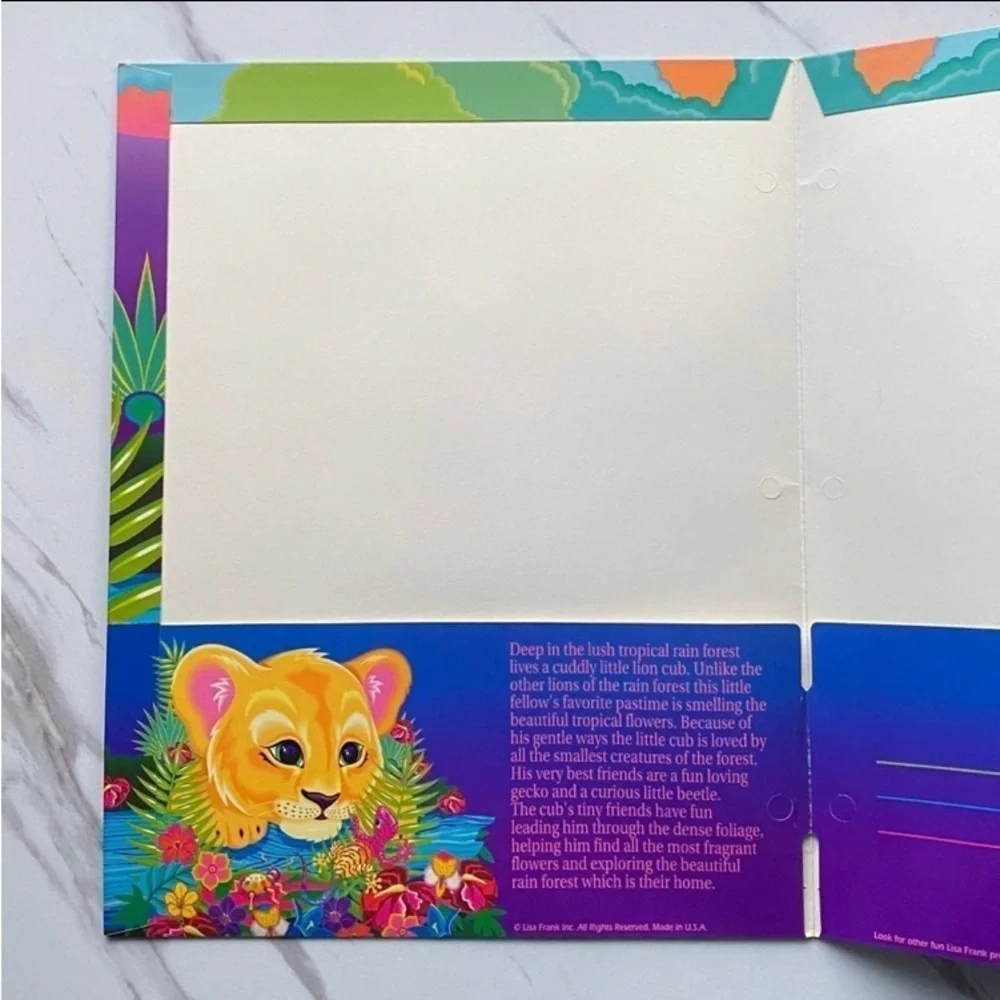 VTG Lisa Frank lion cub folder