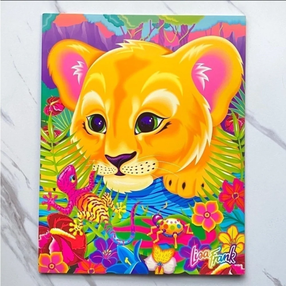 VTG Lisa Frank lion cub folder