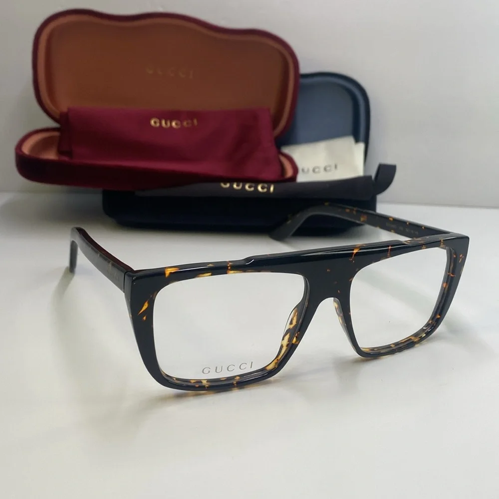 New Authentic Gucci GG1040O 002 dark tortoise Eyeglasses