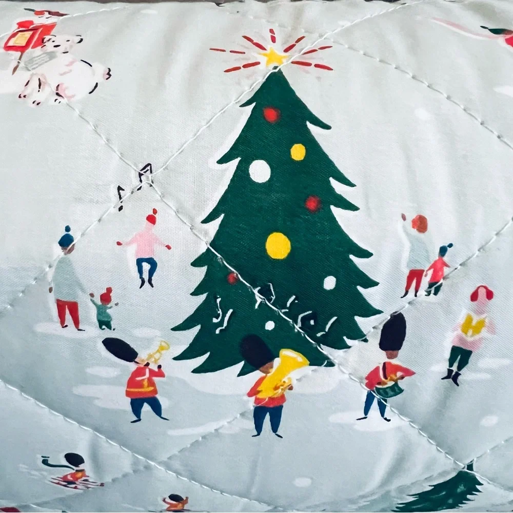 ⚡️Cath Kidston® London Holidays SNOW DAY-DUCK EGG Cotton Quilt, Queen Size, NWT