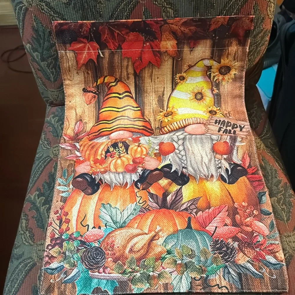 Charming Fall Harvest Gnomes & Pumpkin Flag