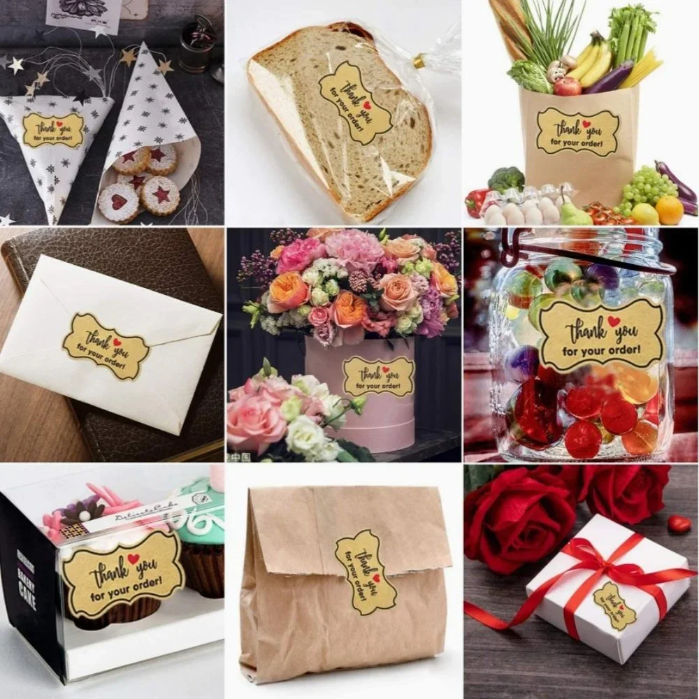 50 THANK YOU FOR YOUR ORDER Kraft Sticker 2
