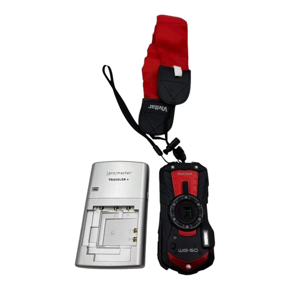 RICOH WG-60 16.0 MP 5X ZOOM RED DIGITAL CAMERA + BATTERY WATERPROOF TESTED