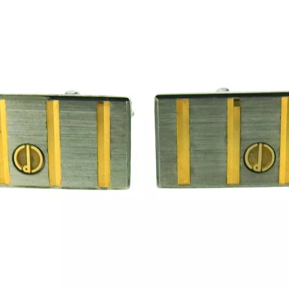 dunhill cuff d mark Silver & Gold Hardware Authentic Used