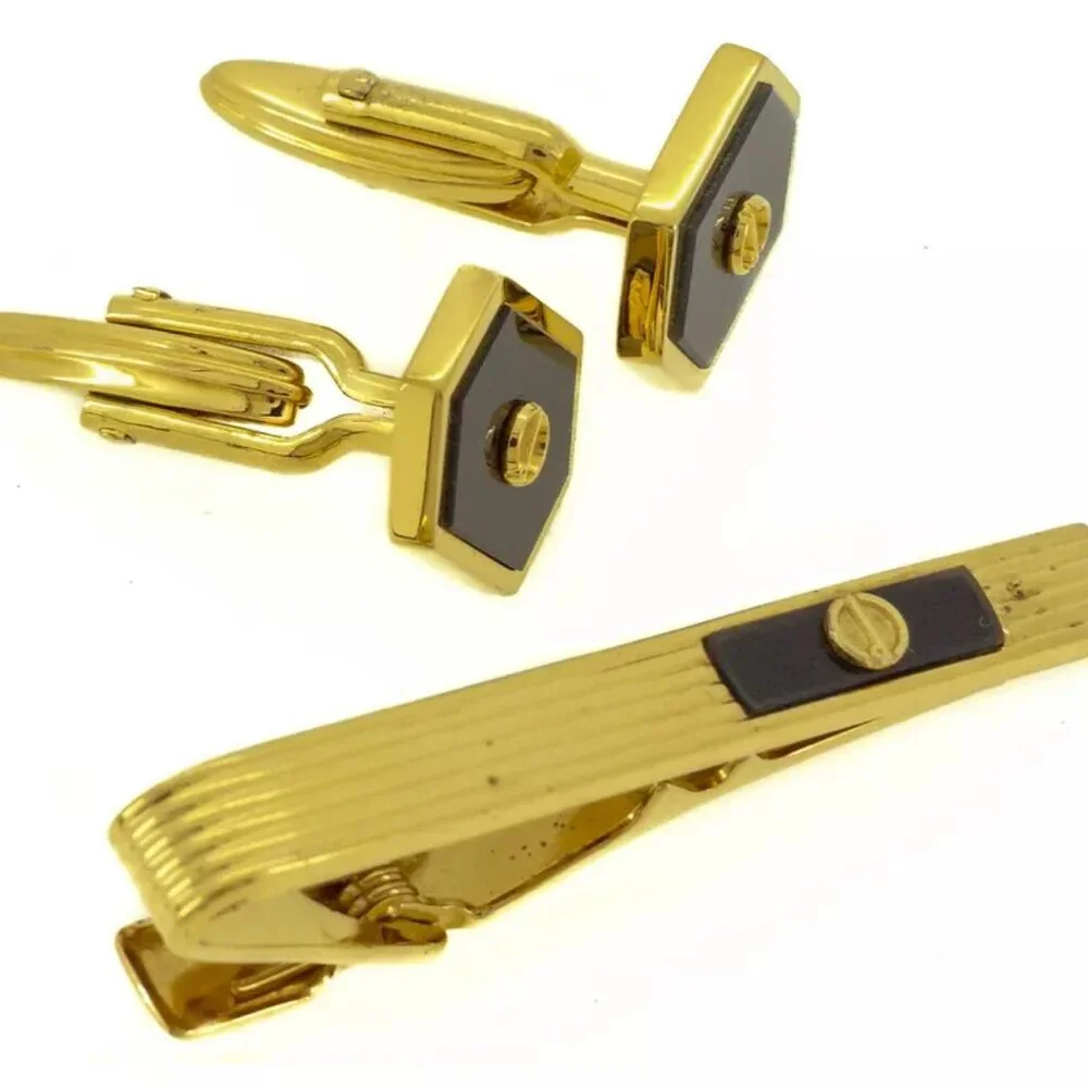 dunhill cuff 2 items set Gold Hardware Authentic used T9987