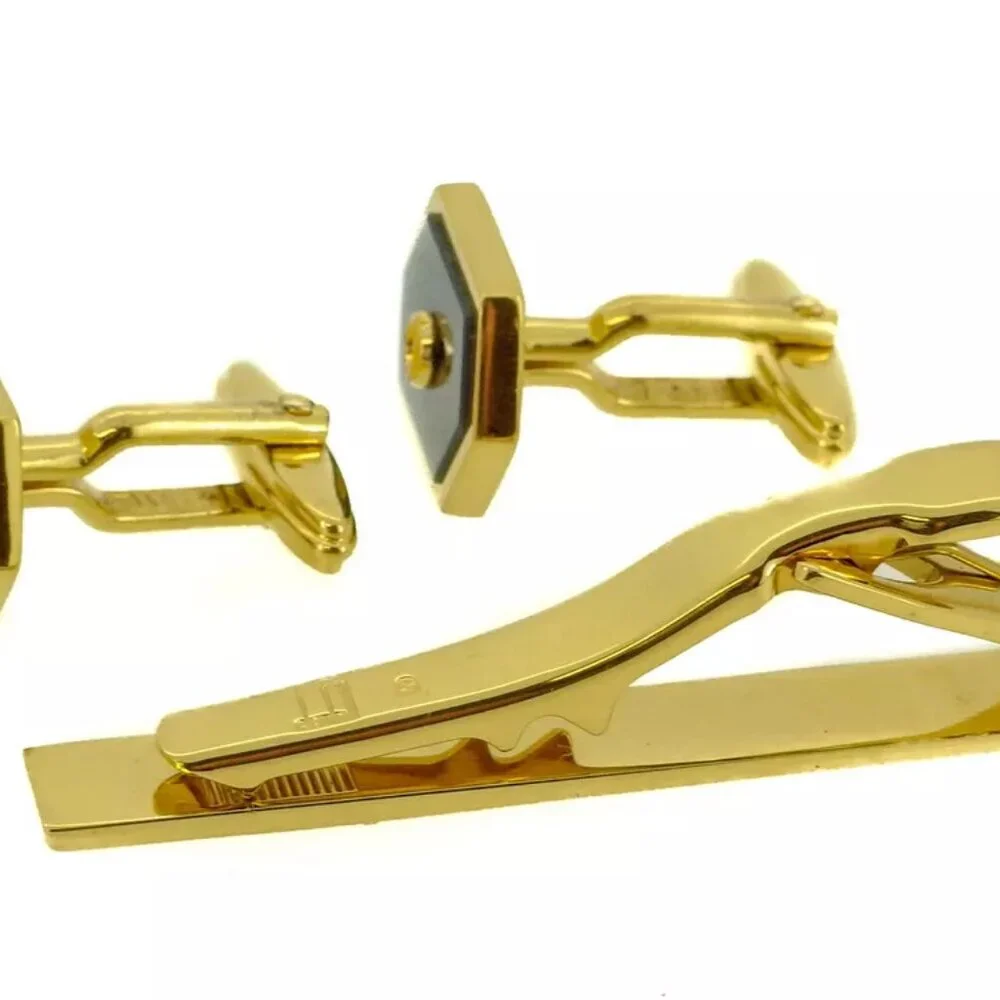 dunhill cuff 2 items set Gold Hardware Authentic used T9987