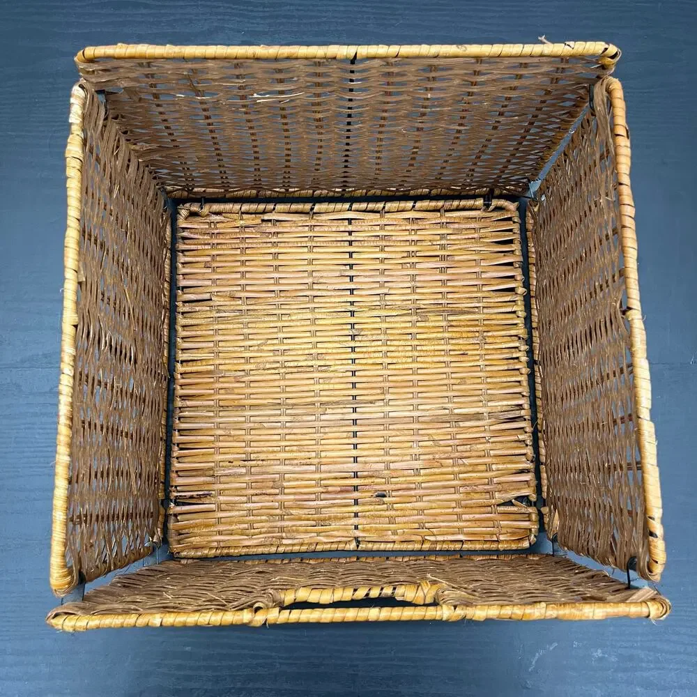 Collapsible Woven Storage Bin Basket Organizer Container 13x13x9 Wicker Rattan