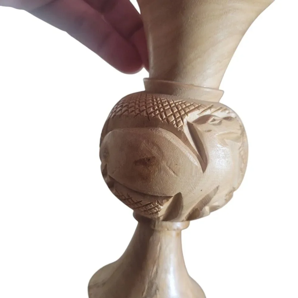 2 Hand Carved Olive Wood Holy Land Bethlehem 5.5
