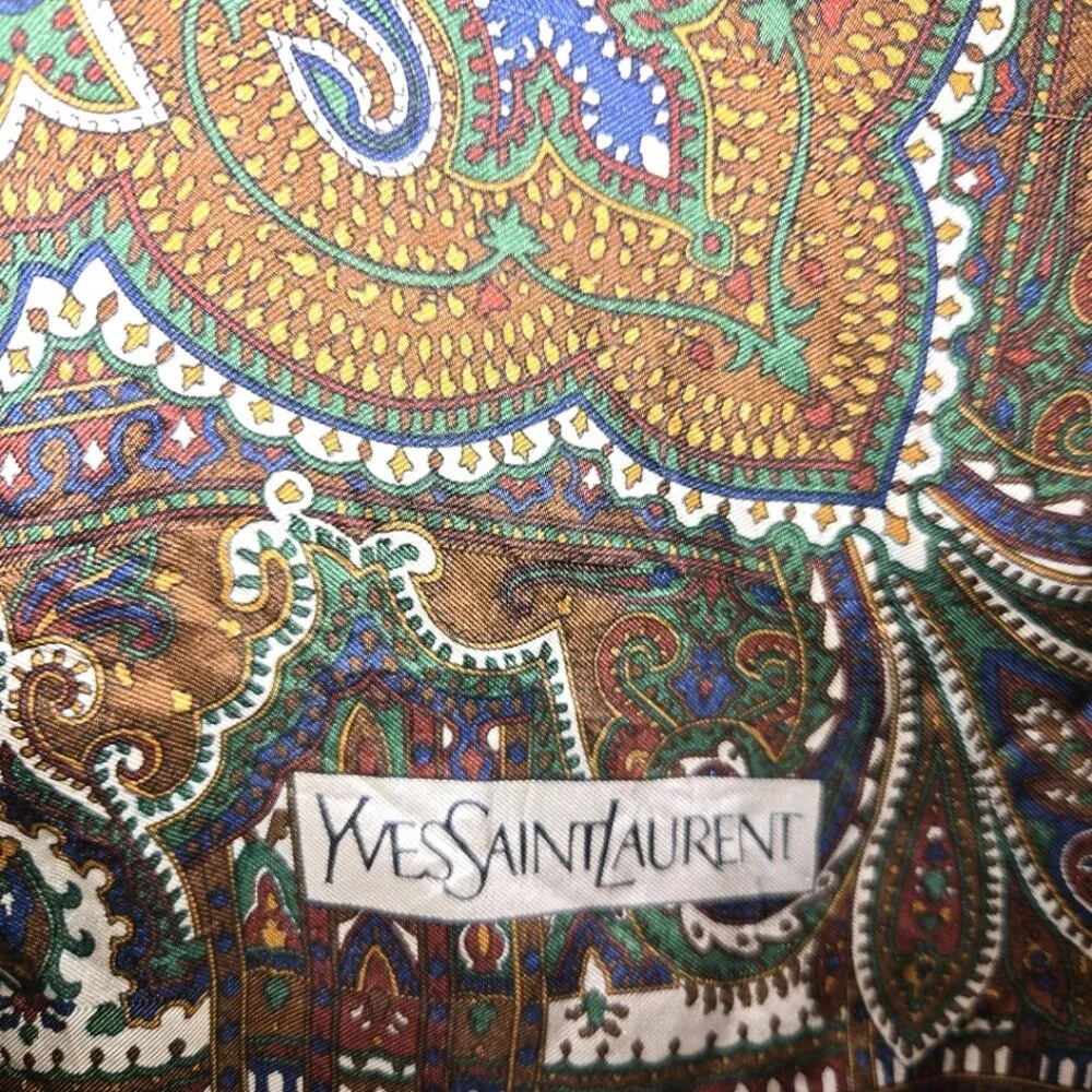 EUC Authentic YSL Paisley Print Silk Scarf