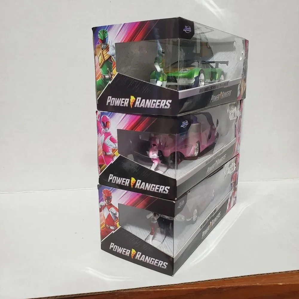 JADA Toys Power Rangers 1:24 Cars Green, Pink & Red Ranger Bundle Lot Of 3 New