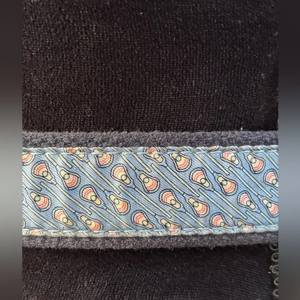 Vinyard Vines Blue Lacrosse Leather & Silk Ribbon on Cotton Web Belt 26