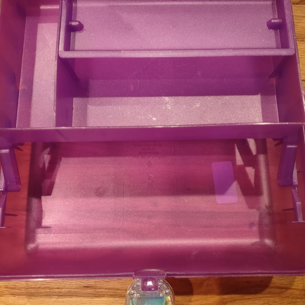 Caboodles Vintage Purple Sparkle Make Up Case Glitter W Mirror