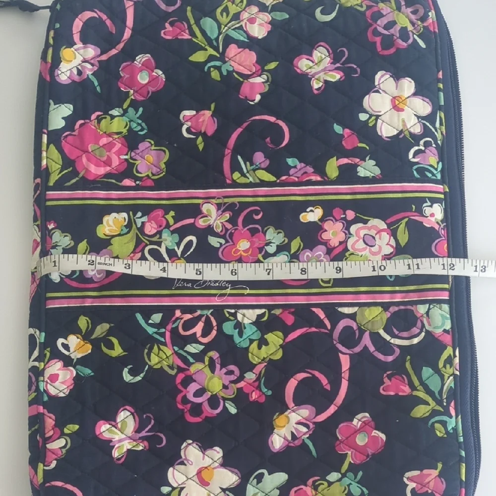 Vera Bradley Black and Pink Tablet Sleeve with Floral Design and Zipper