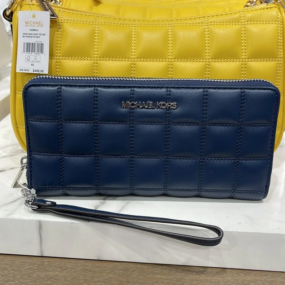 MICHAEL KORS Continental Wristlet Phone Case Wallet Navy NWT