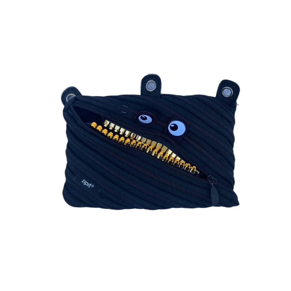 Zipit Grillz Monster 3 Ring Pencil Case Jumbo Black Excellent Condition‎