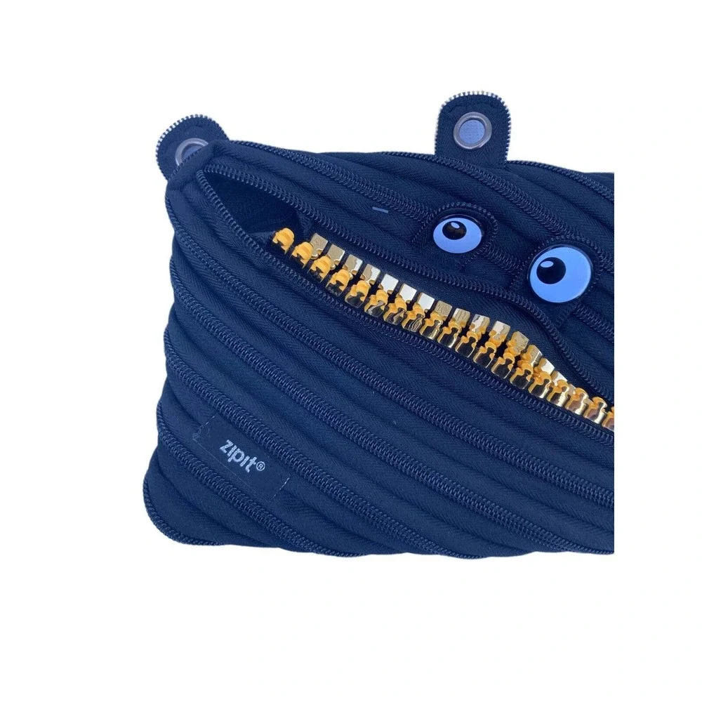Zipit Grillz Monster 3 Ring Pencil Case Jumbo Black Excellent Condition‎