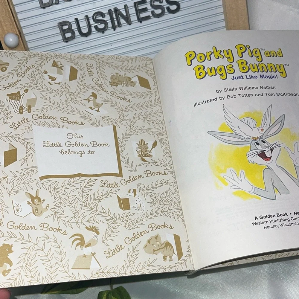 Porky Pig and Bugs Bunny - Just Like Magic! (VG, HC, 1991) Golden Book