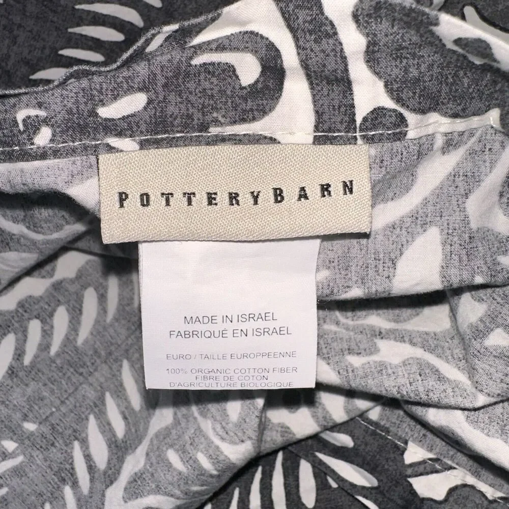 Pottery Barn Nora Medallion European Pillow Sham Cotton Gray Cotton