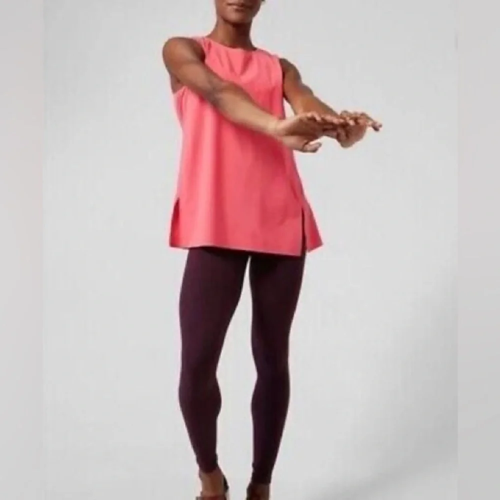 Athleta Refined Zephyr Tank size Small sleeveless pink coral