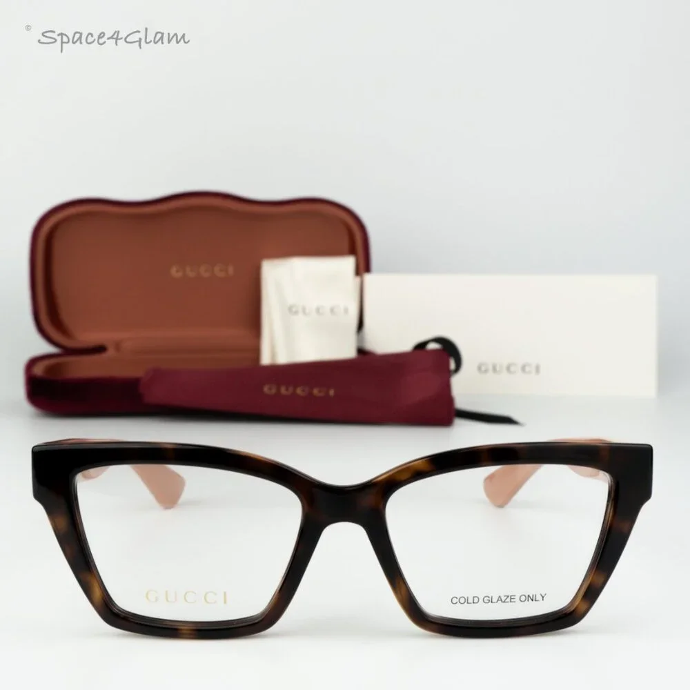 Gucci Women Eyeglasses Havana Pink Demo Cat Eye GG1715O 005 BRAND NEW