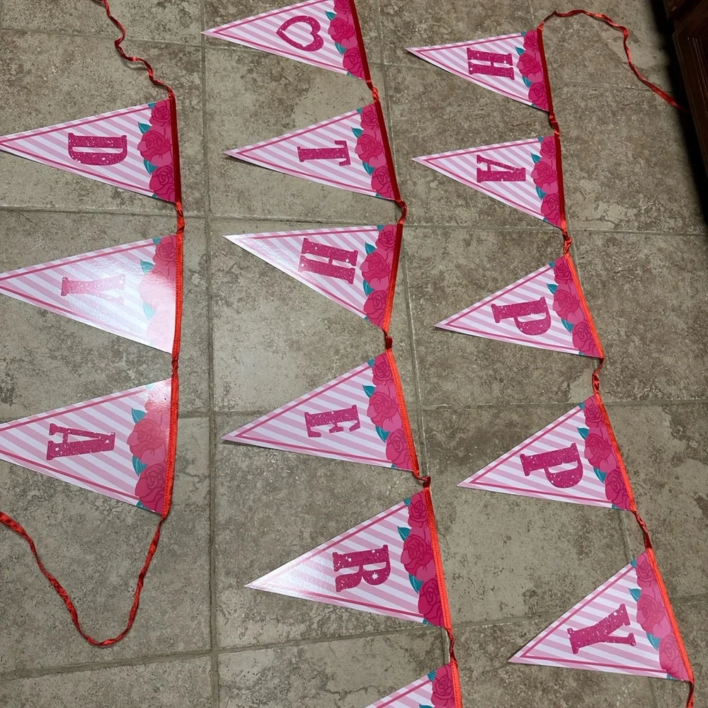 Mother’s Day party Banners String Hanging Triangle Bunting garlands