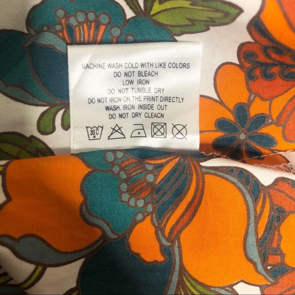 FABRIC BY BLACKBURN Floral Short Sleeve Cotton Oxford Button Down Collar Polo