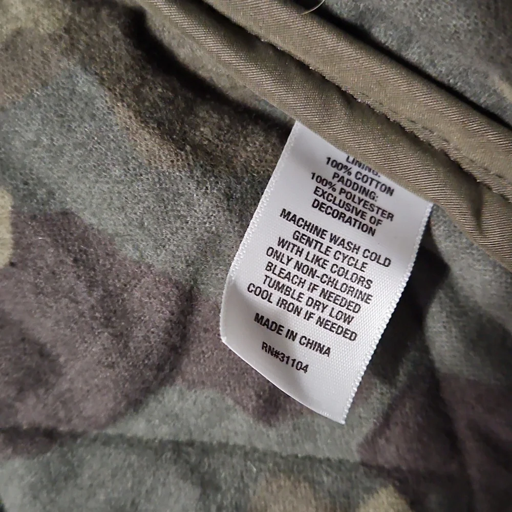 Ocean Coast Quilted Camo Lined Green Zip-Up Men's Vest W/Pockets Size M  #1022