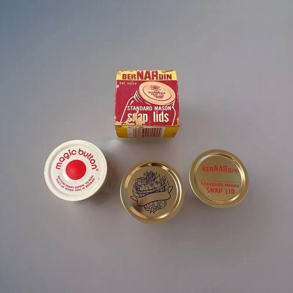 Mixed Lot Canning Jar Lids 6 Magic Button 8 Ball 1 Bernardin In Bernardin Box