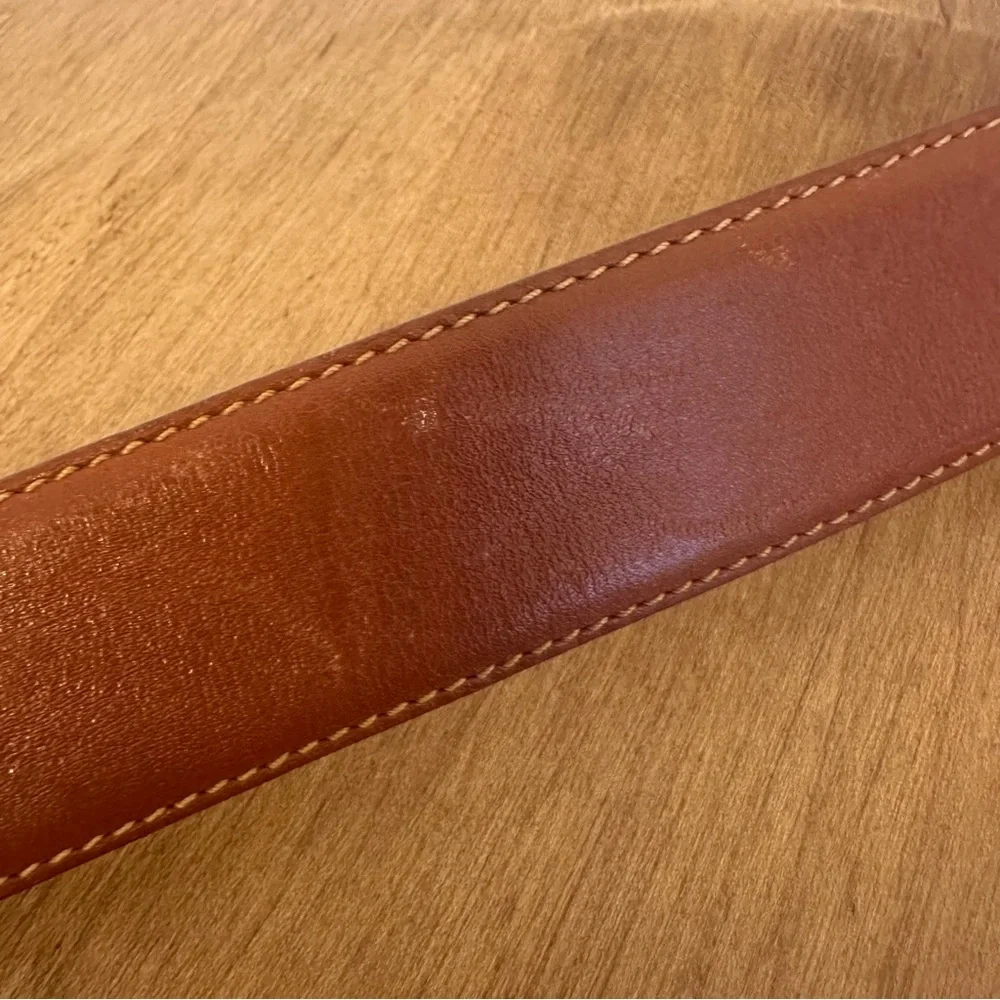 Authentic YSL Yves Saint Laurent Womens Belt 36 Inch 90 Cm Brown Leather Gold