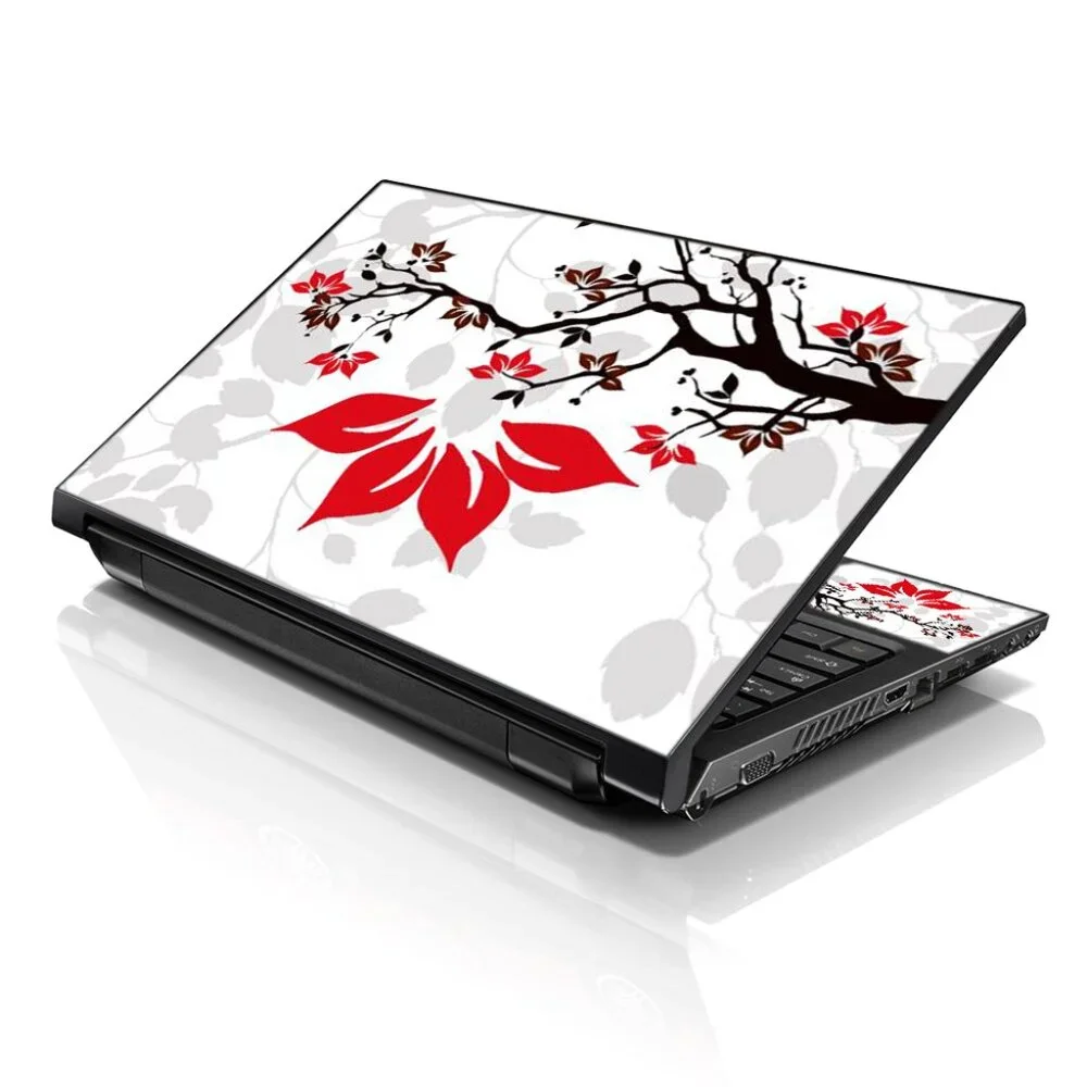 LSS 15.6 & 17.3 Inches Laptop Notebook Skin Sticker - White Grey Branches Floral