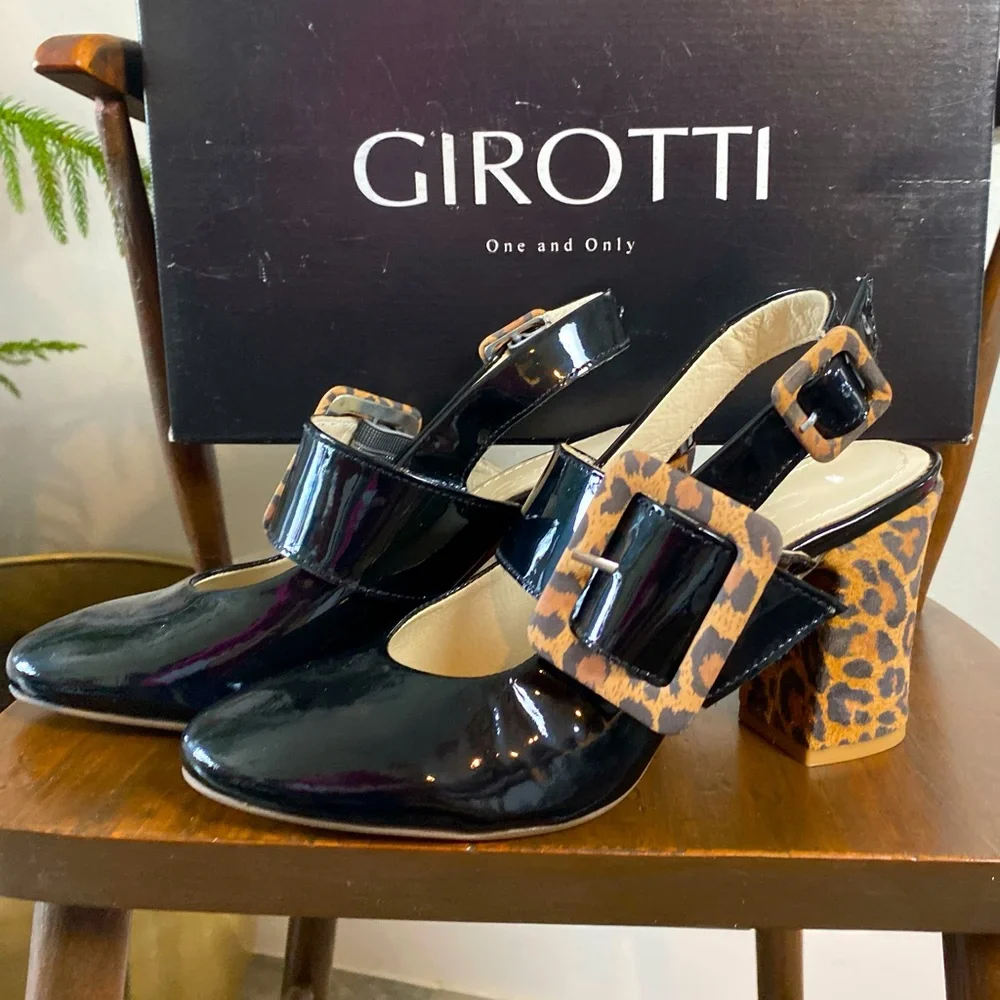 BLOCK HEEL CLASSIC SHOES 30863 Custom heels Black Patent Leather and Suede 7/38