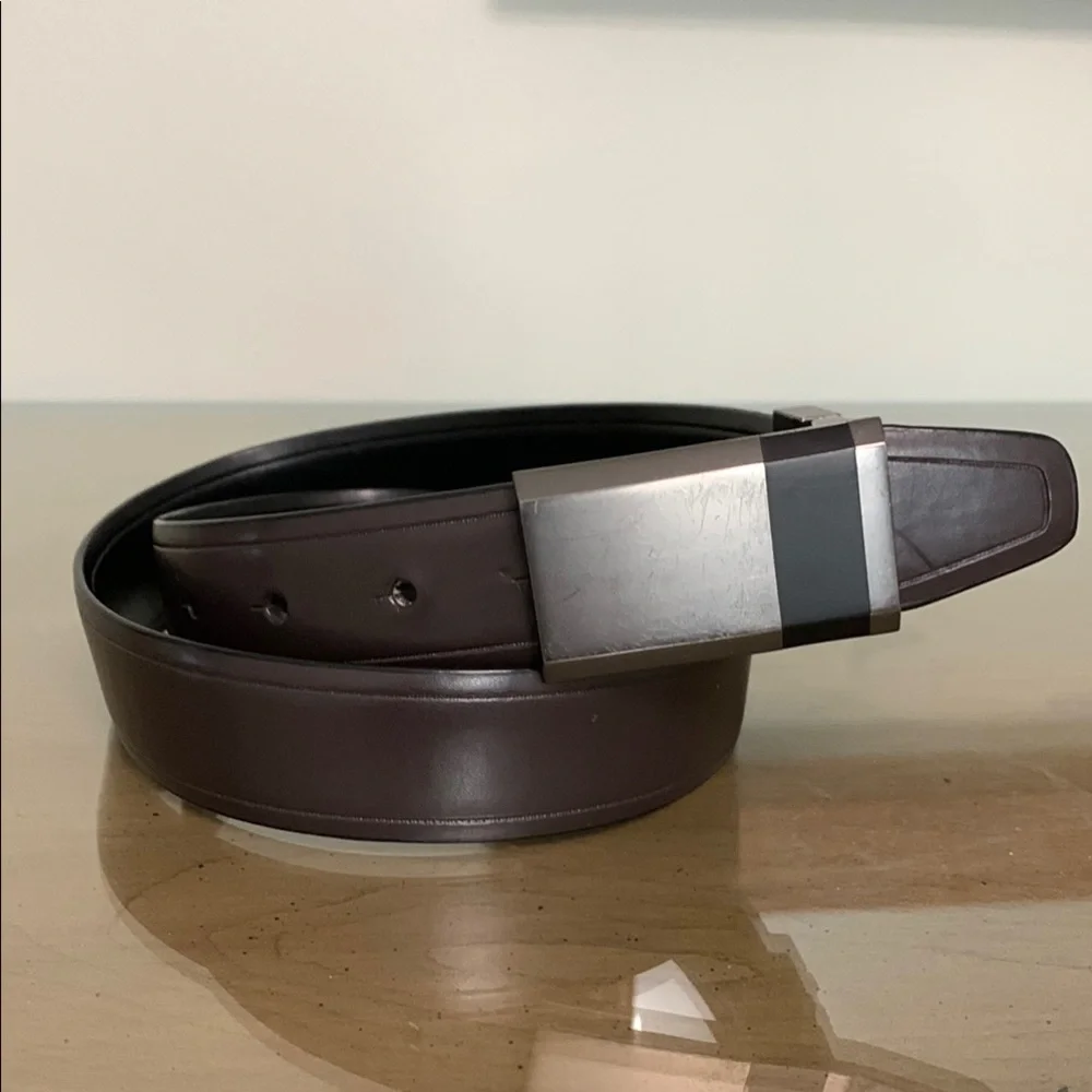 Sleek Reversible Brown/Black Belt with Silver Buckle