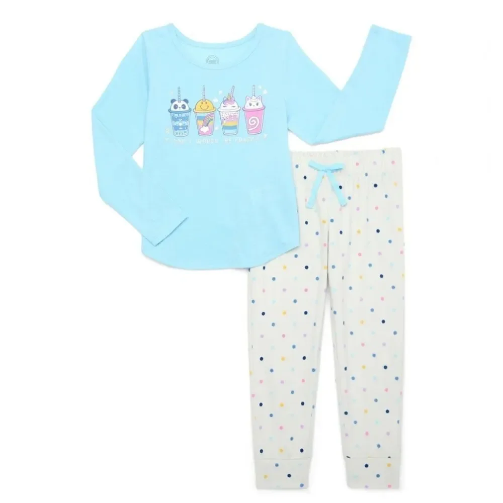 Long Sleeve Top with Jogger Pants Pajama Lounge Sleep 2pc Set 2-Pack Size S
