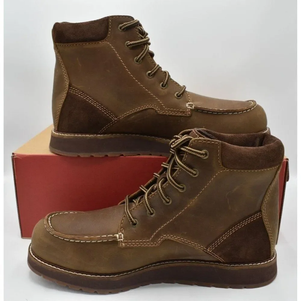 Kodiak Mens Size 9 Devick Saddleback Brown Wedge Moc Toe Lace Up Boots Shoes
