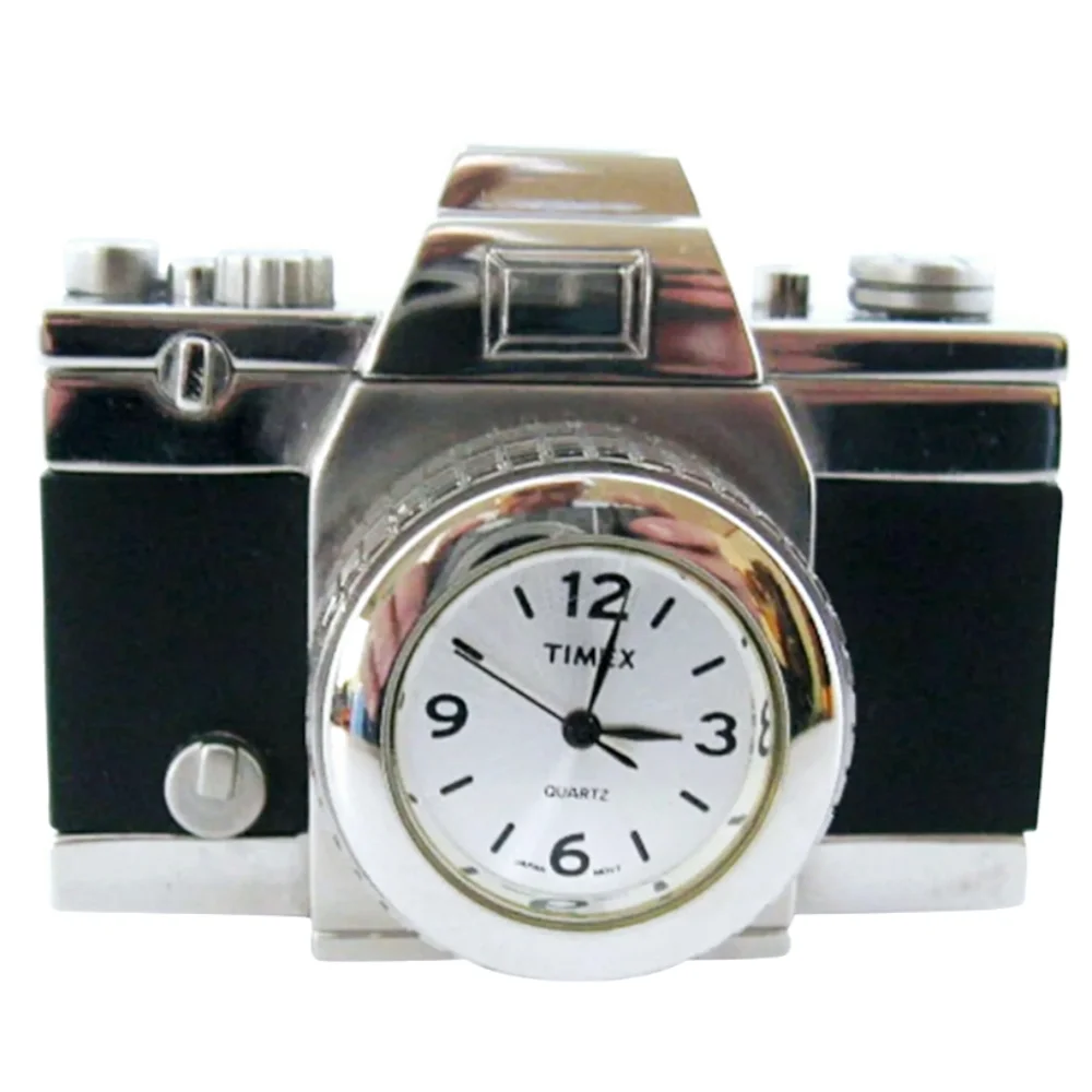 Timex Silver and Black Camera Clock