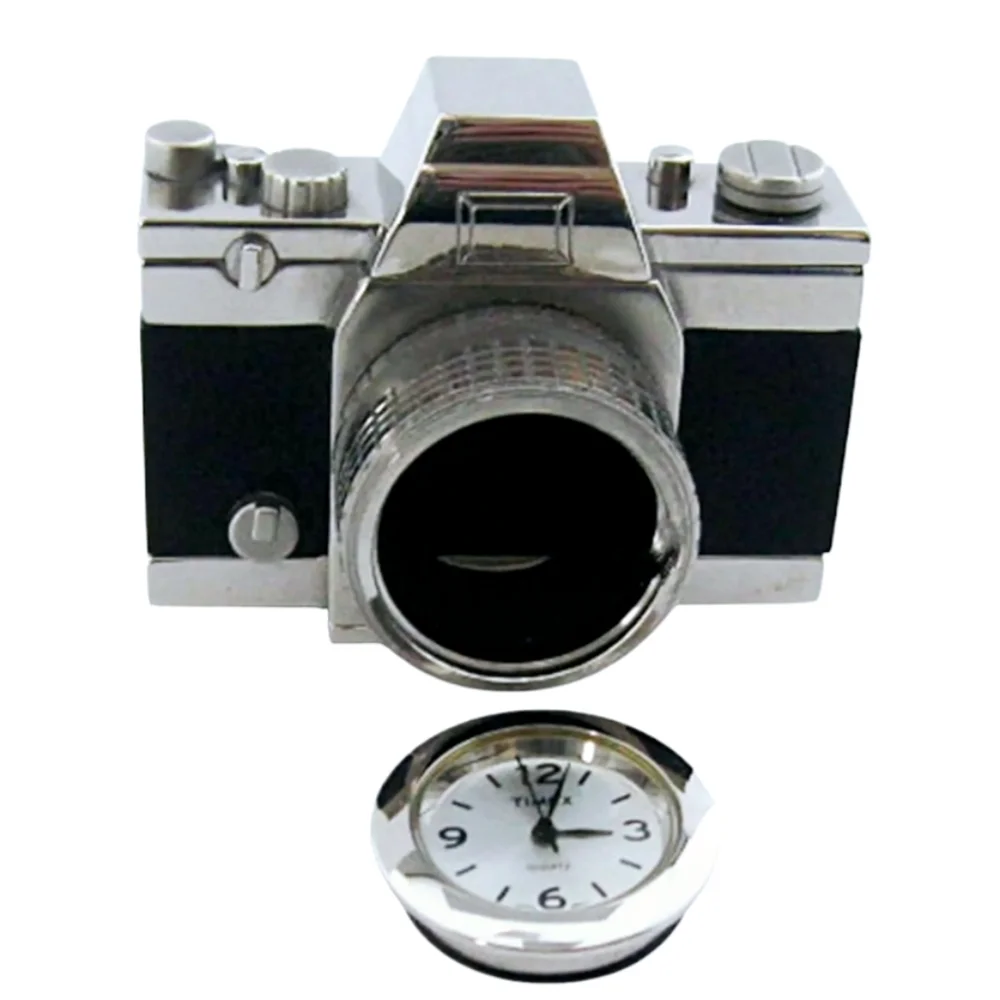 Timex Silver and Black Camera Clock