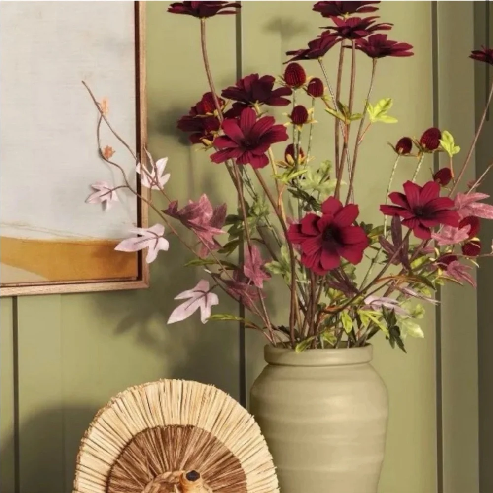 THRESHOLD NWT faux cosmos & thistle potted arrangement -large