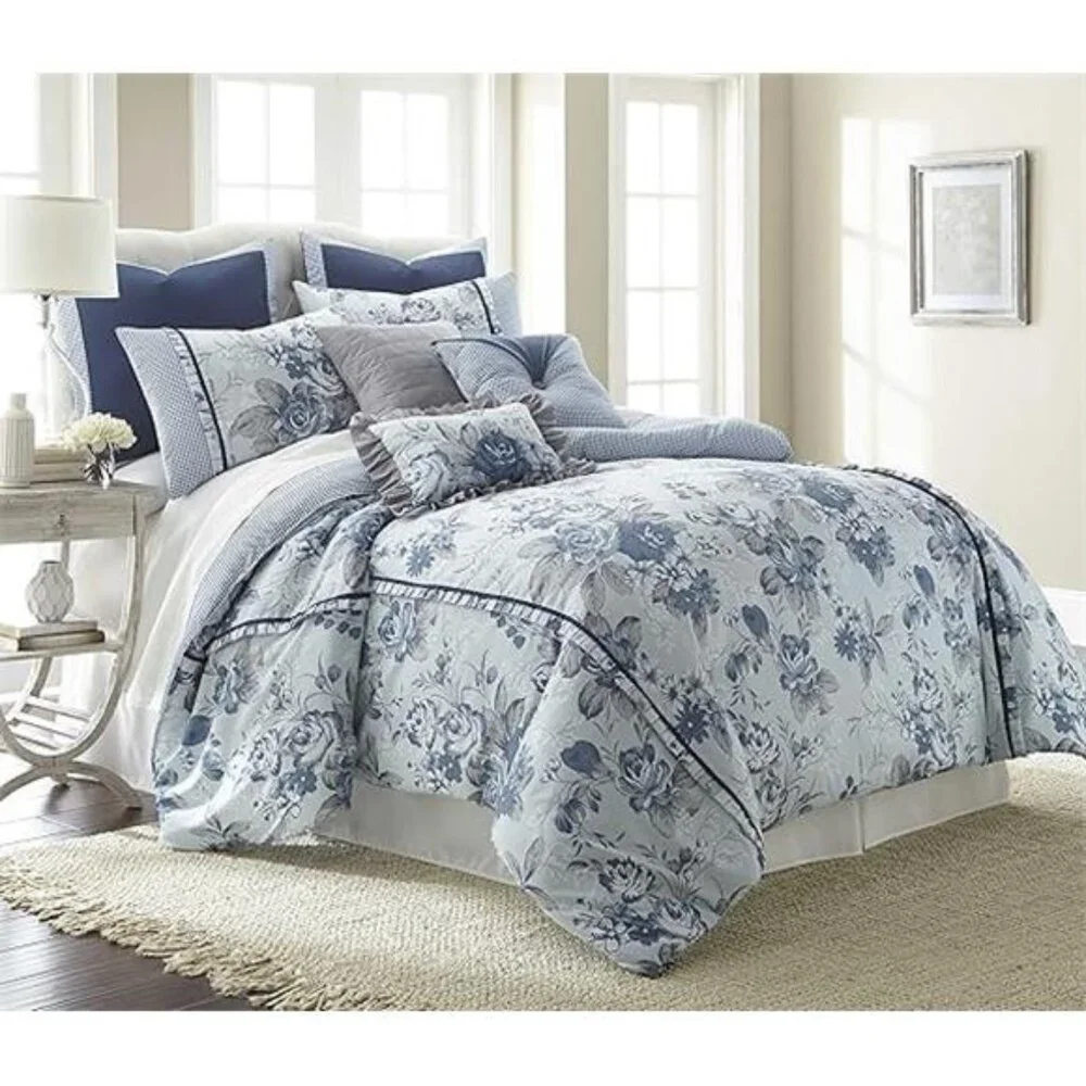 Amrapur Overseas | Farmhouse 8-Piece Floral Comforter Set (King)