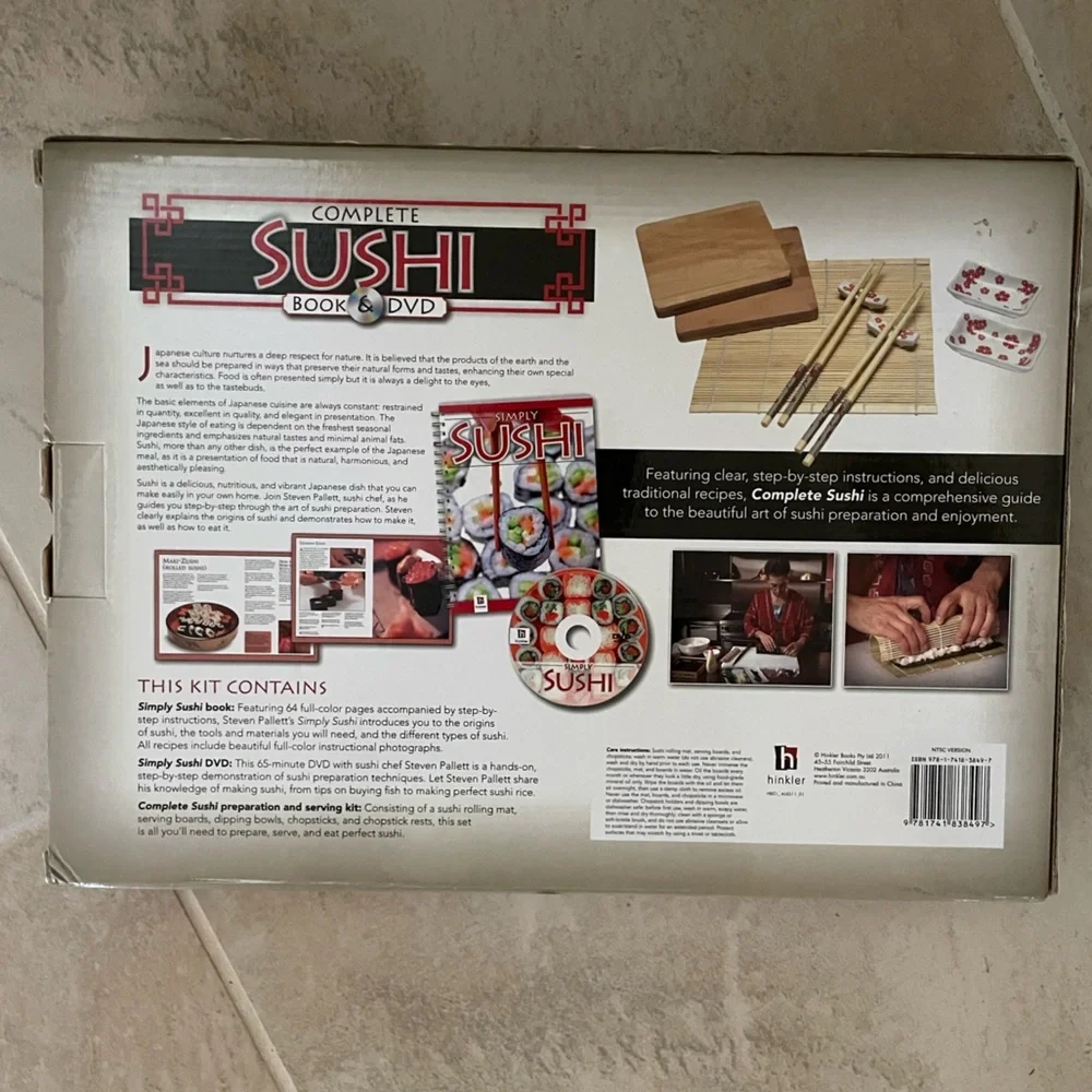 New Hinkler complete sushi book and dvd preparation kit and serving kit