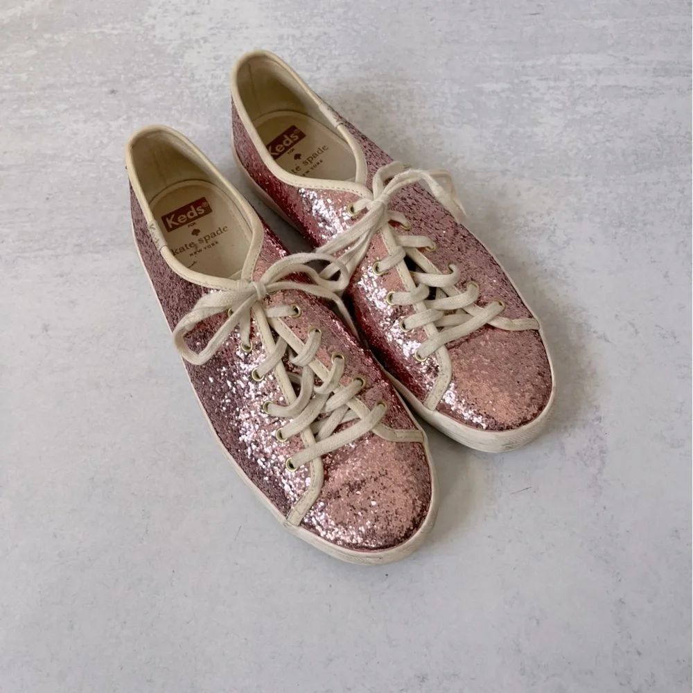 Kate Spade Keds Pink Glitter Sneakers 8.5