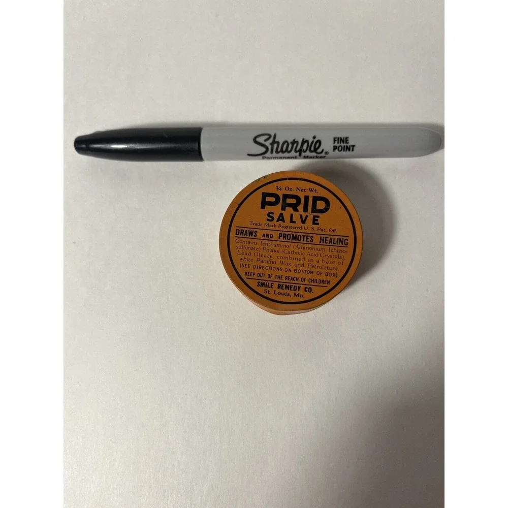VTG Smile's PRID Drawing Salve Tin Walker Pharmaceuticals 1950s Medicine