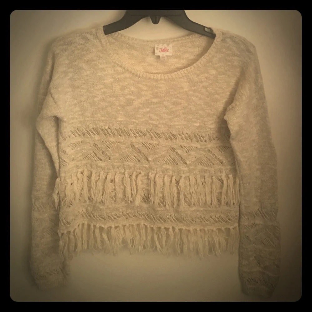2/$25 ⬇️ Listing - Justice Girls Metallic Thread Knit Fringed Trimmed Sweater