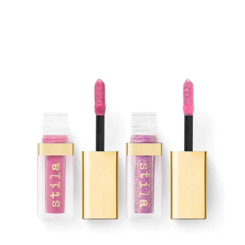 STILA Double Dip Suede Shade & Glitter & Glow Liquid Eye Shadow Pink Mar…
