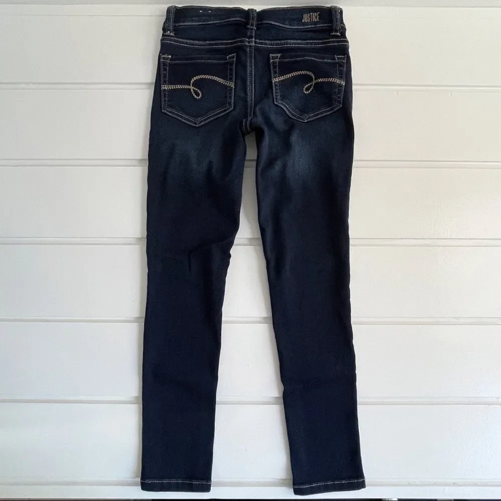Justice Girls Mid Rise Dark Wash Jegging Jeans Size 8 Like New Condition