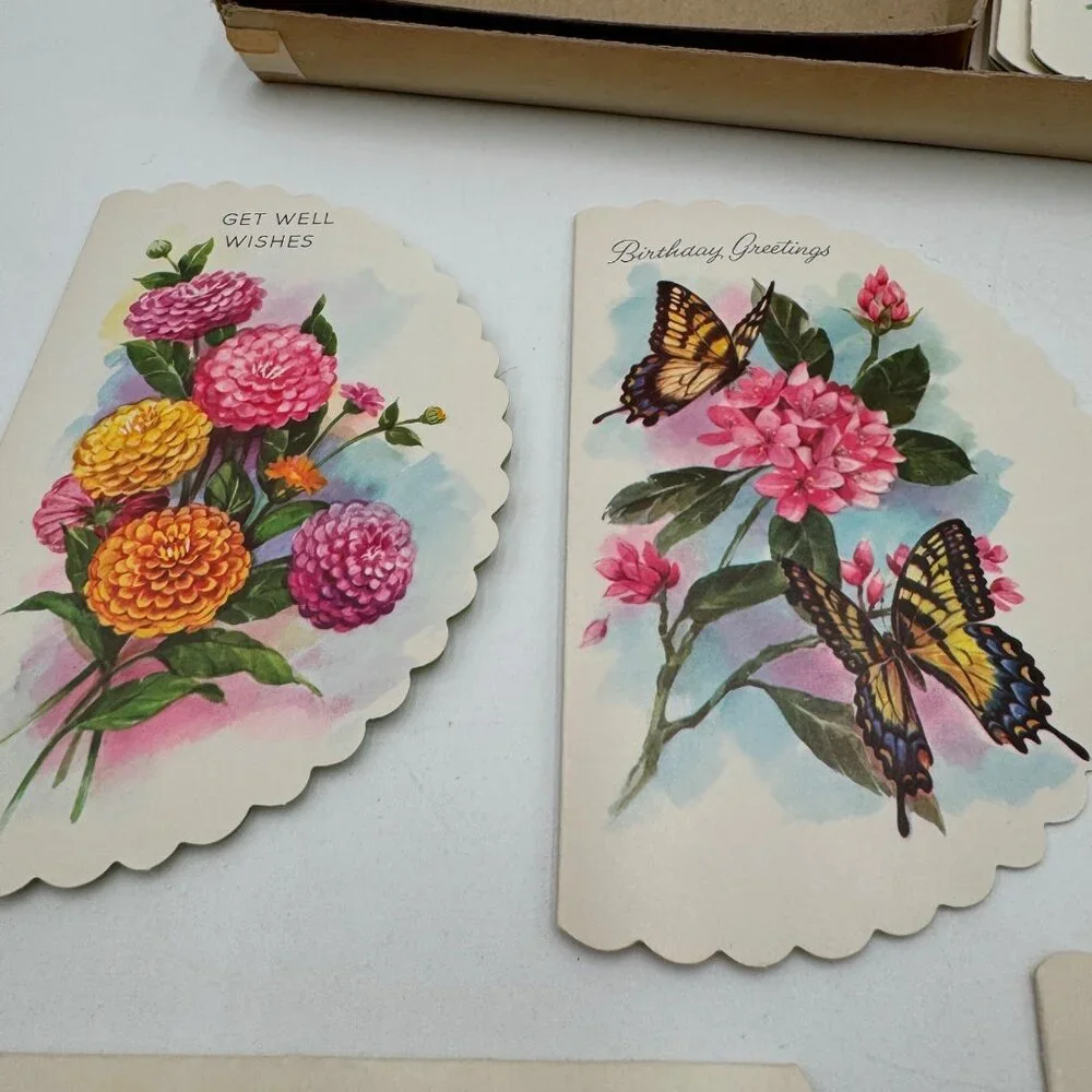 Vintage Greeting card partial set original box 60s 70s