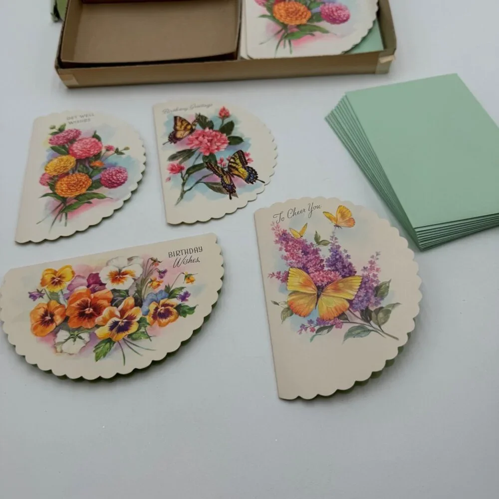 Vintage Greeting card partial set original box 60s 70s