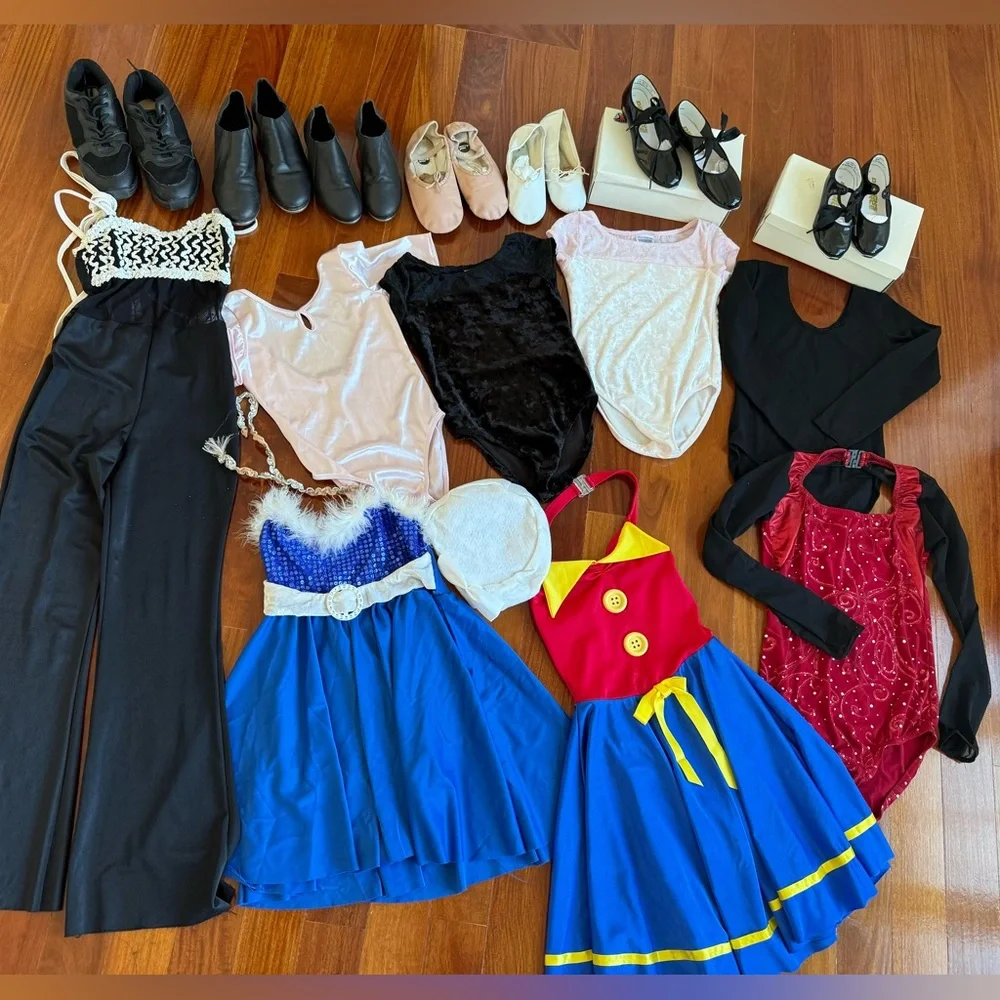 11 Girls Dance Outfits Tap Shoes Leotard Costume Ballet Gymnastics Hip Hop Jazz