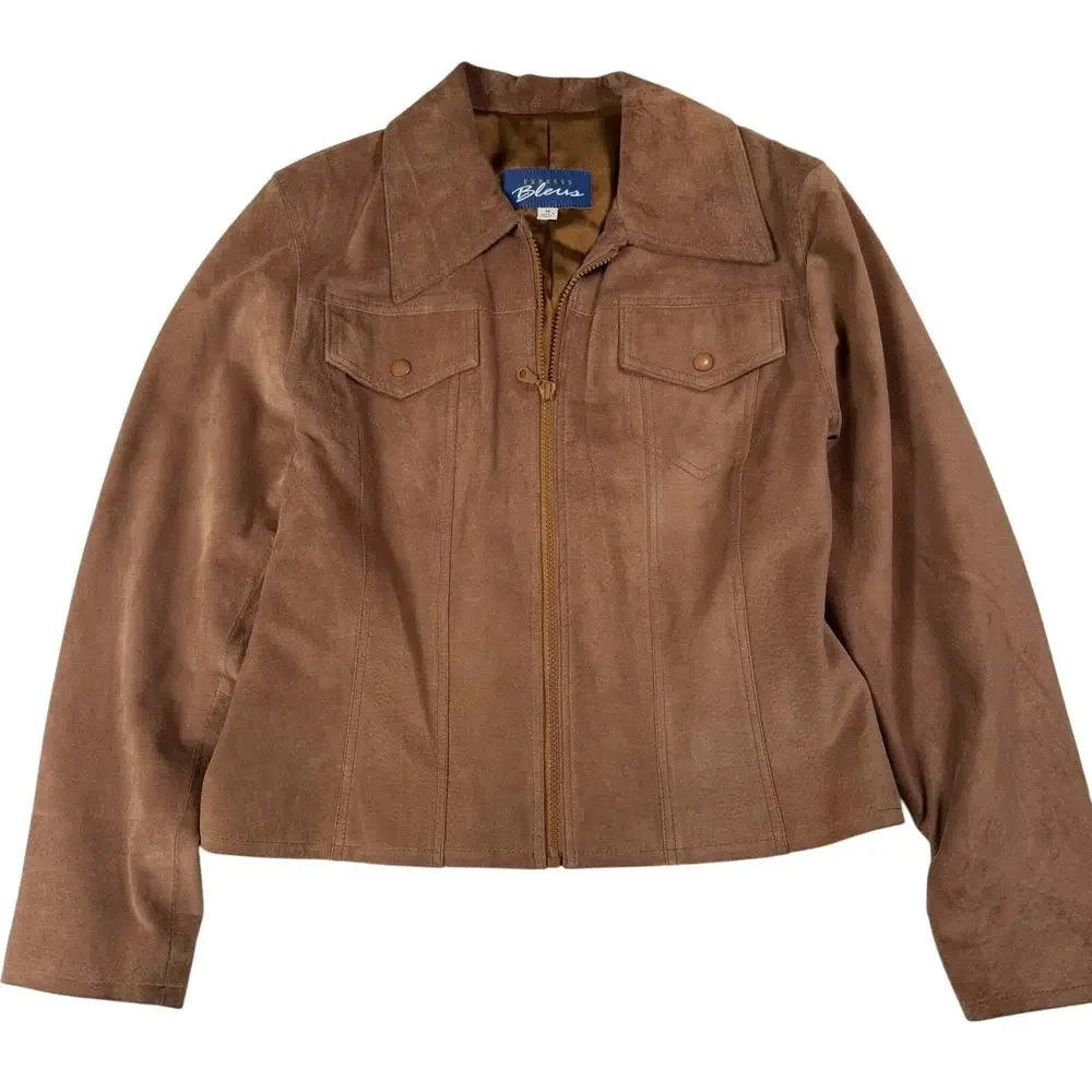 Express Bleus Vintage 90's Mauve Brown Suede Trucker's Jacket