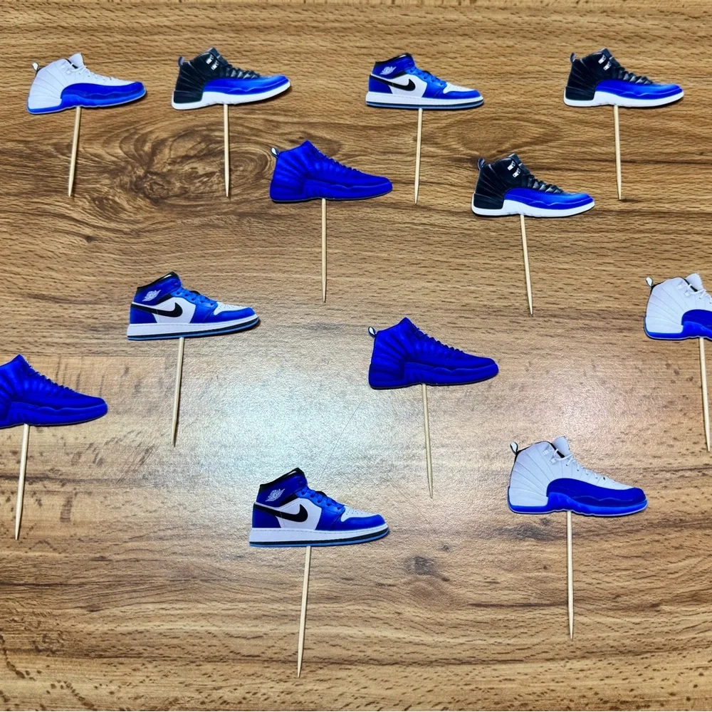 Sneaker head blue Jordan’s cupcake toppers