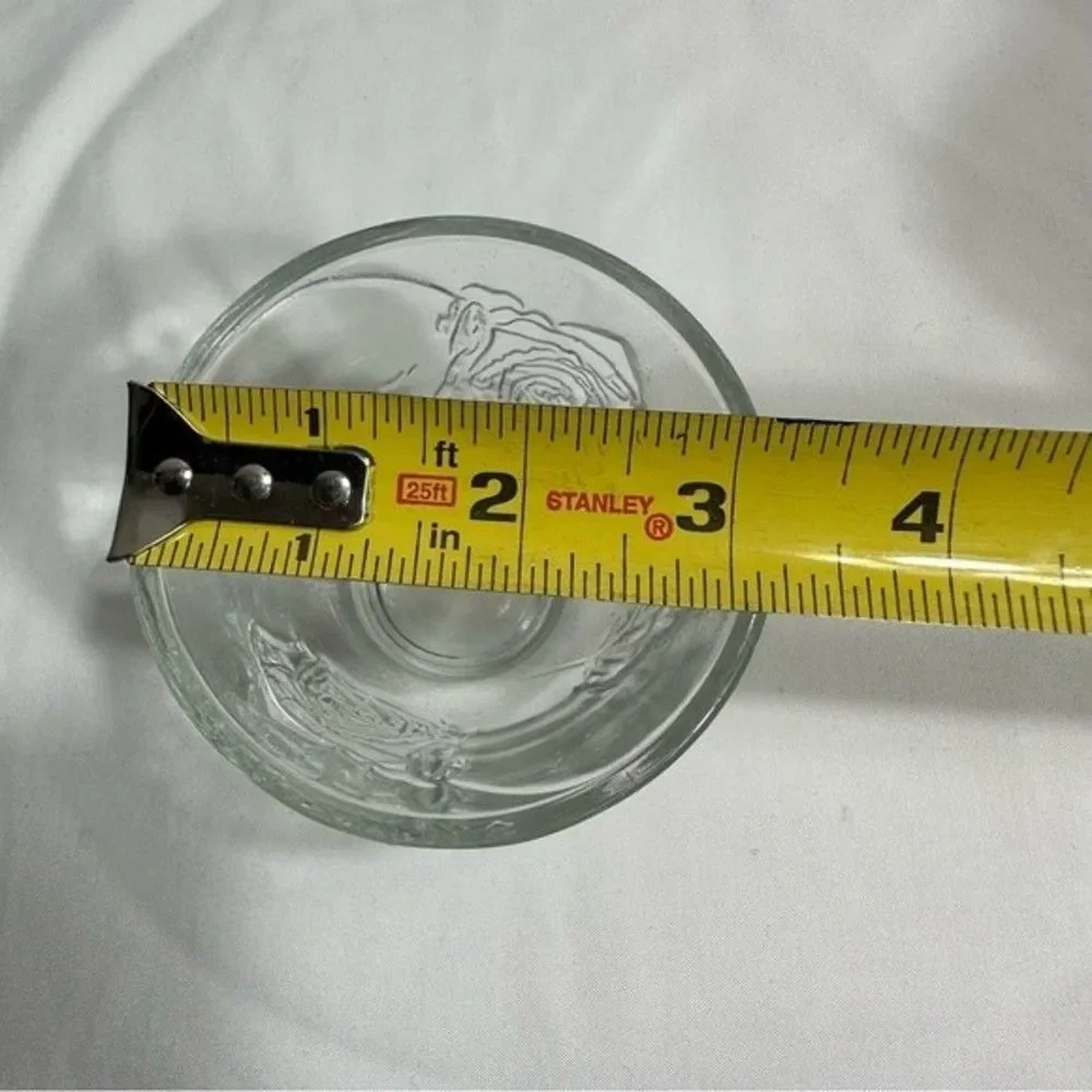 Punch Cups Vintage Clear Pressed Glass Rose Design Set of 8